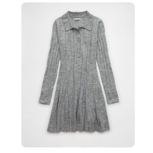American Eagle Outfitters Gray Long Sleeve Polo Dress